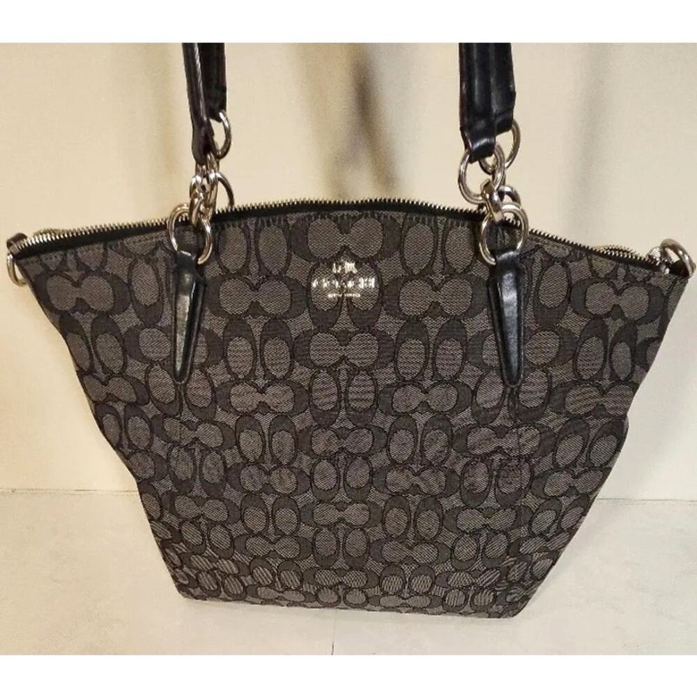 Coach Canvas Leather Shoulder Signature Logo Handbag